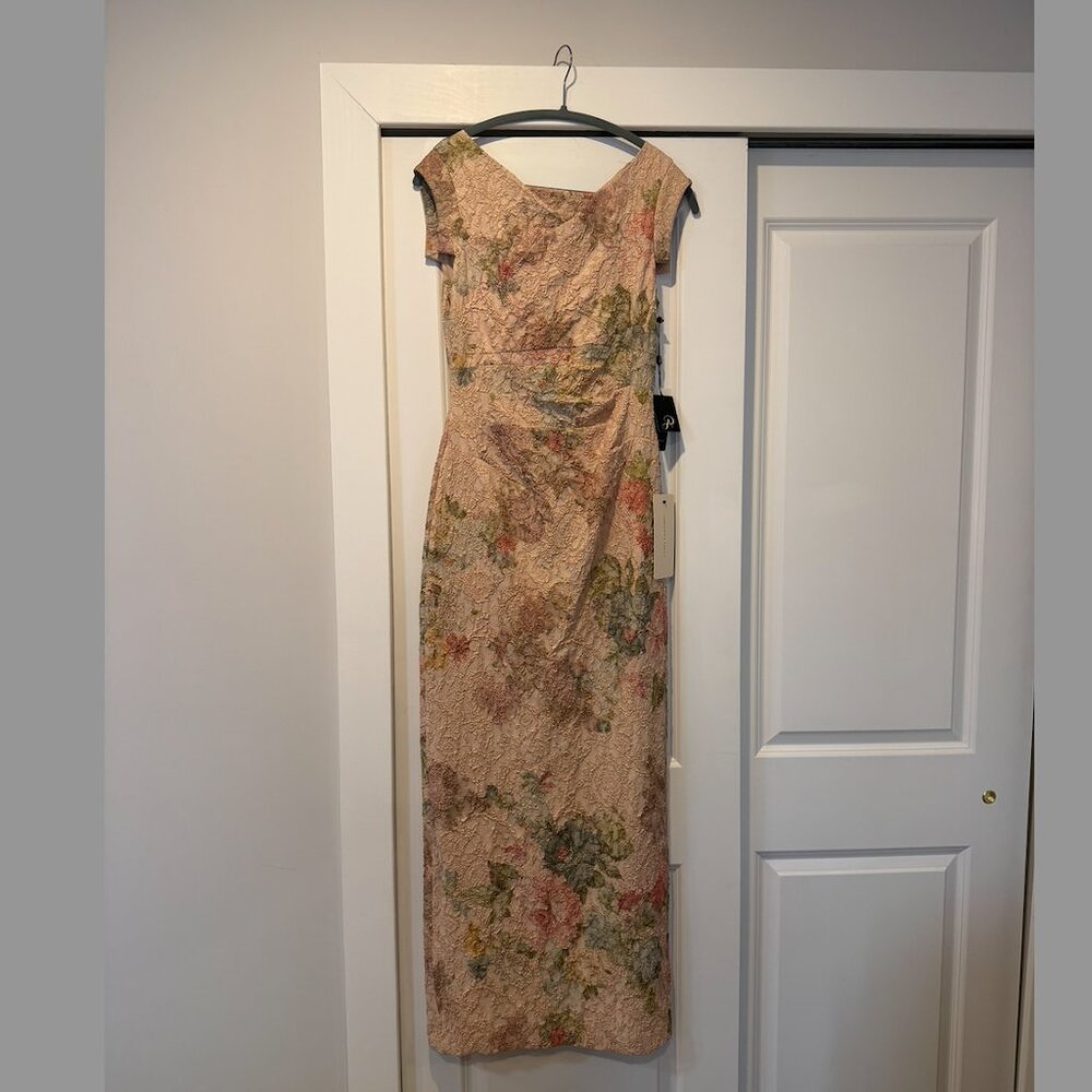 Adrianna Papell Blush Floral Lace Gown NWT